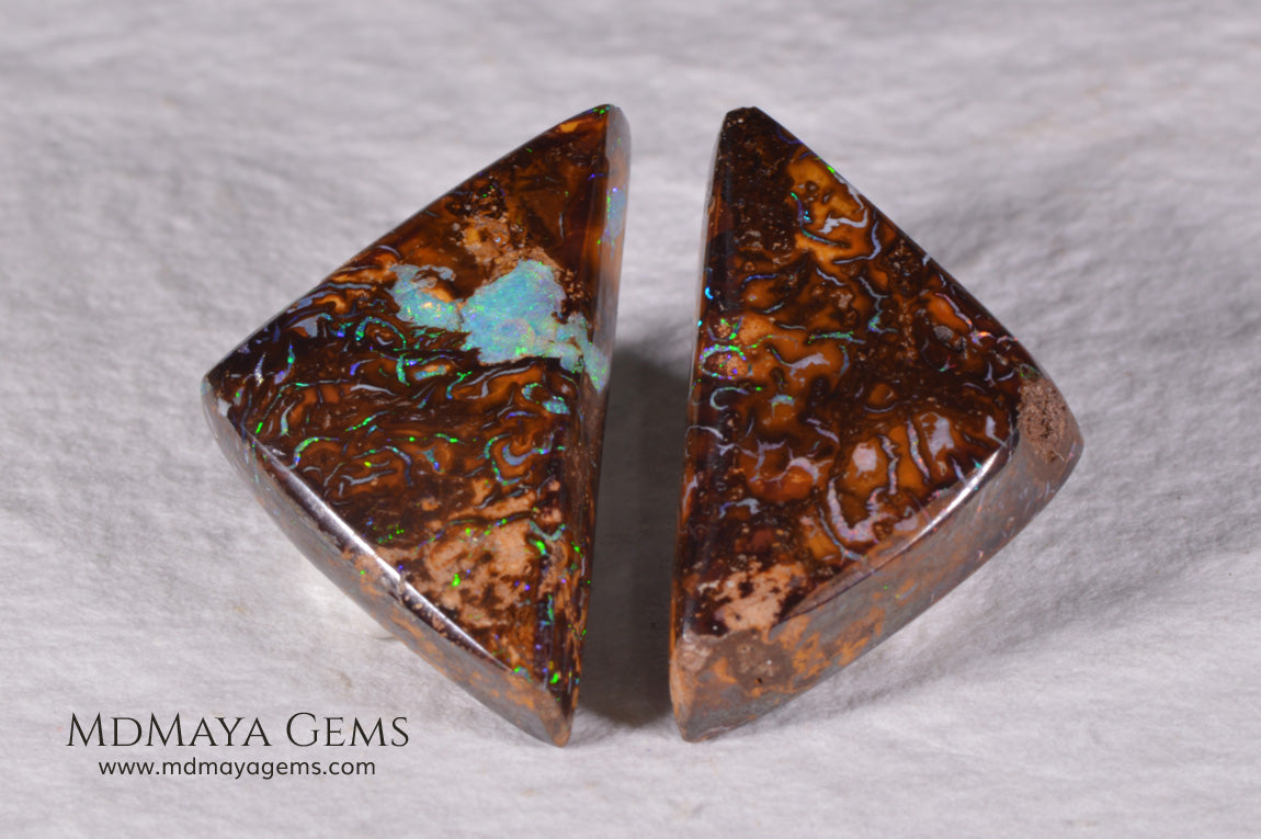 Australian Boulder Opal Pair 20.98 ct total.