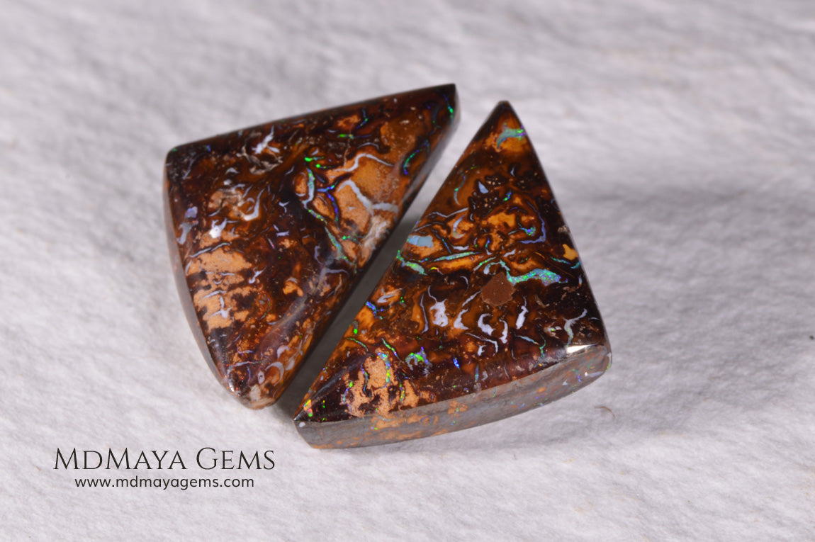 Australian Boulder Opal Pair 20.98 ct total.