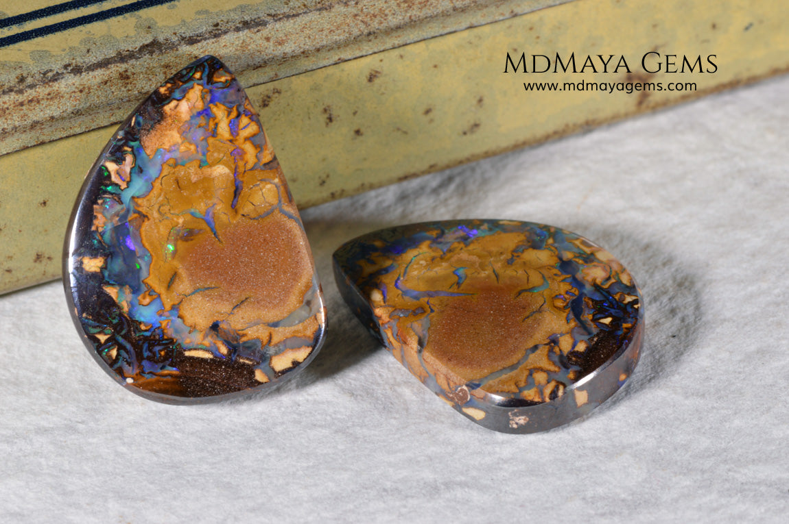 Australian Boulder Opal Pair 24.03 ct total