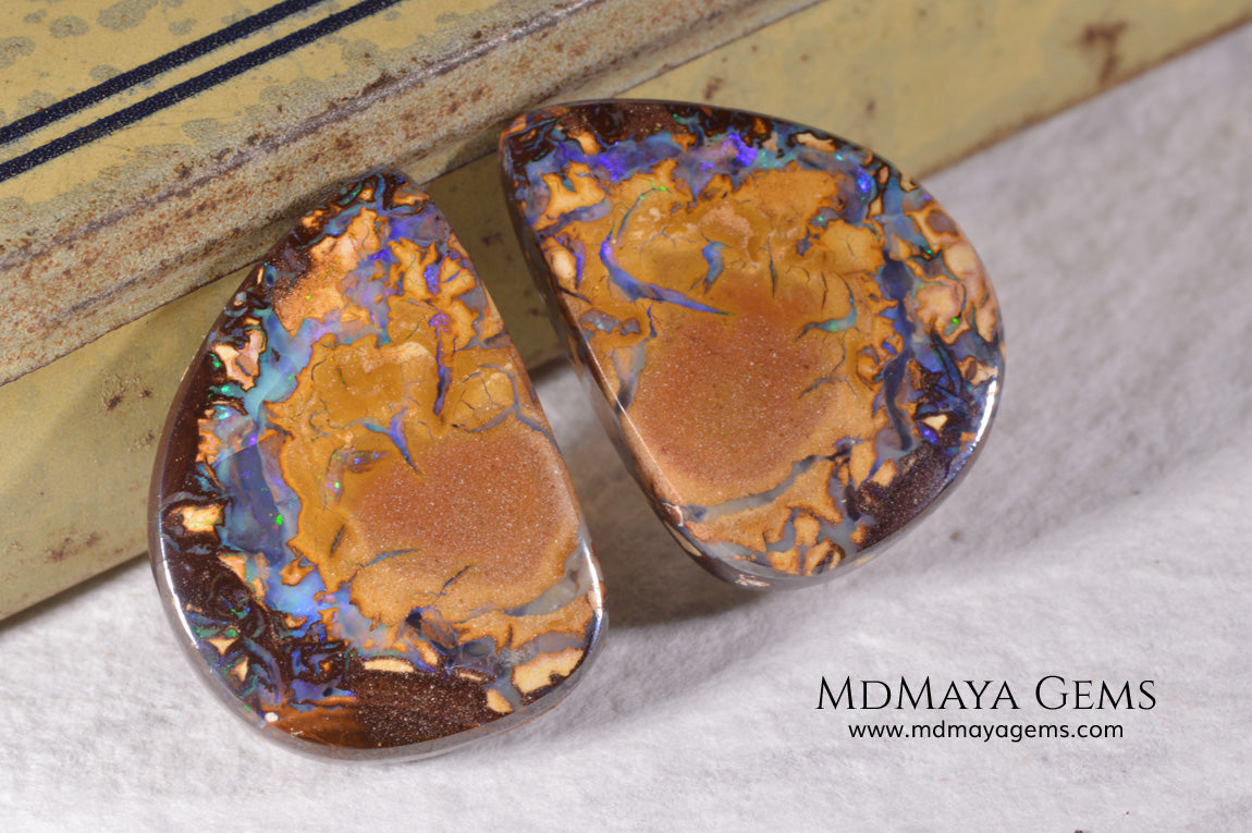 Australian Boulder Opal Pair 24.03 ct total