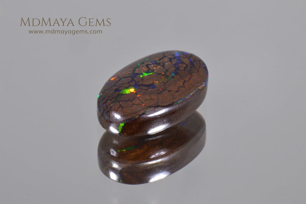 Australian Solid Matrix Boulder Opal 3.06 ct – Neon Veins, Cabochon Cut