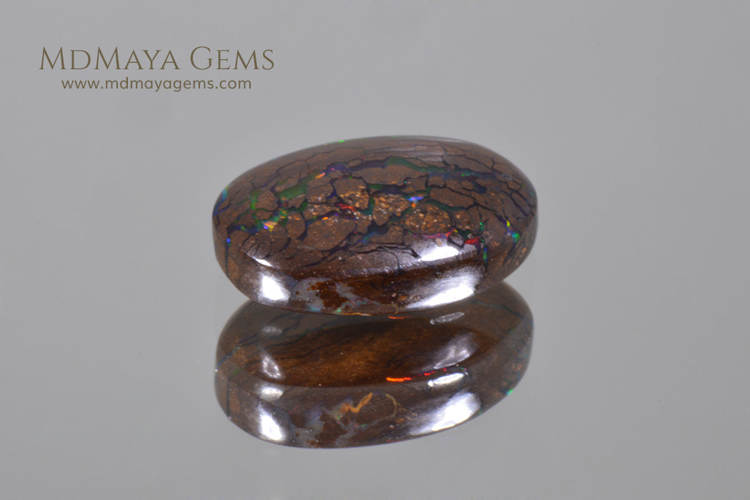 Australian Solid Matrix Boulder Opal 3.06 ct – Neon Veins, Cabochon Cut