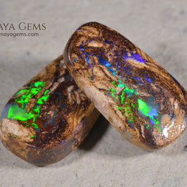 Australian Boulder Wood Fossil Opal Pair 9.83 ct