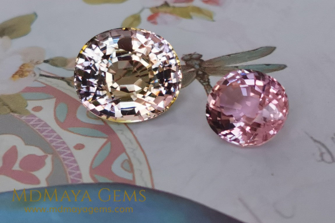 Lovely pink tourmaline 3.89 ct and peach tourmaline 10.15 ct