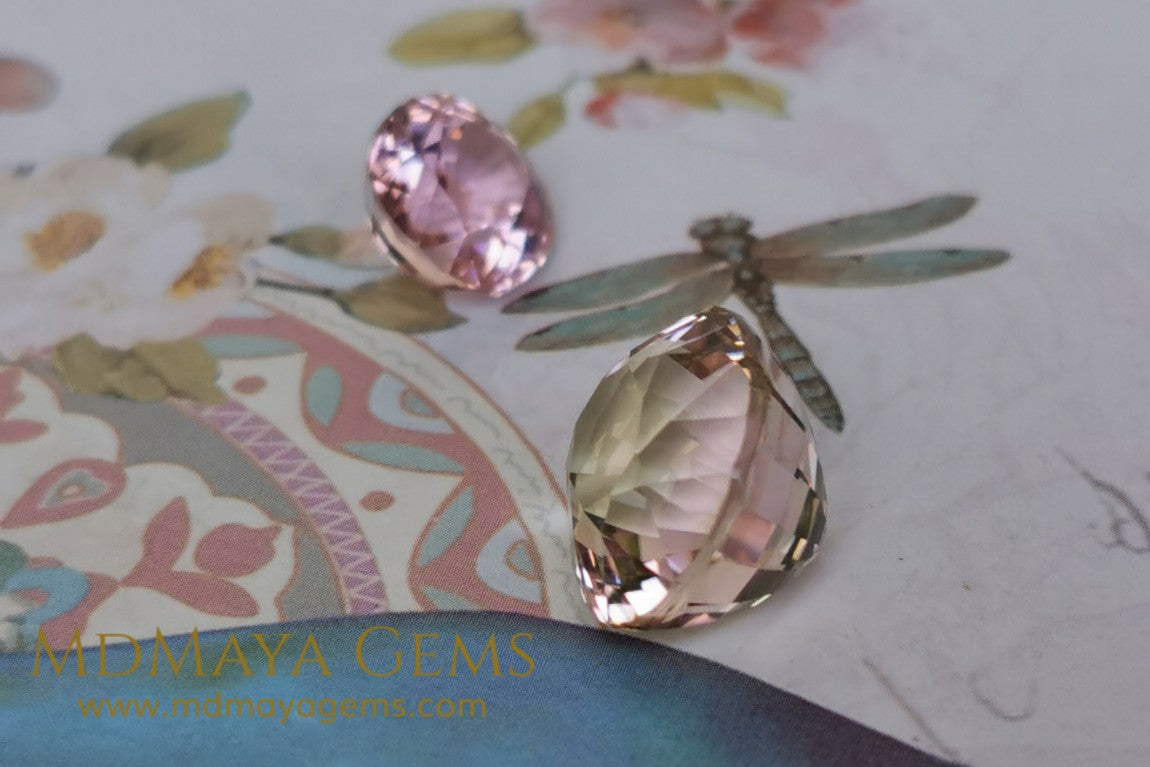 Lovely pink tourmaline 3.89 ct and peach tourmaline 10.15 ct