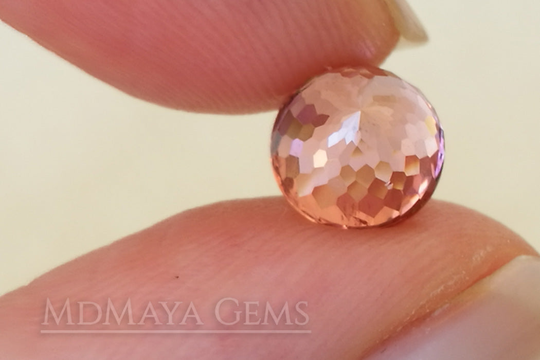 Bicolor Orange Pink Tourmaline from Mozambique, Portuguese Cut. 2.14 ct 