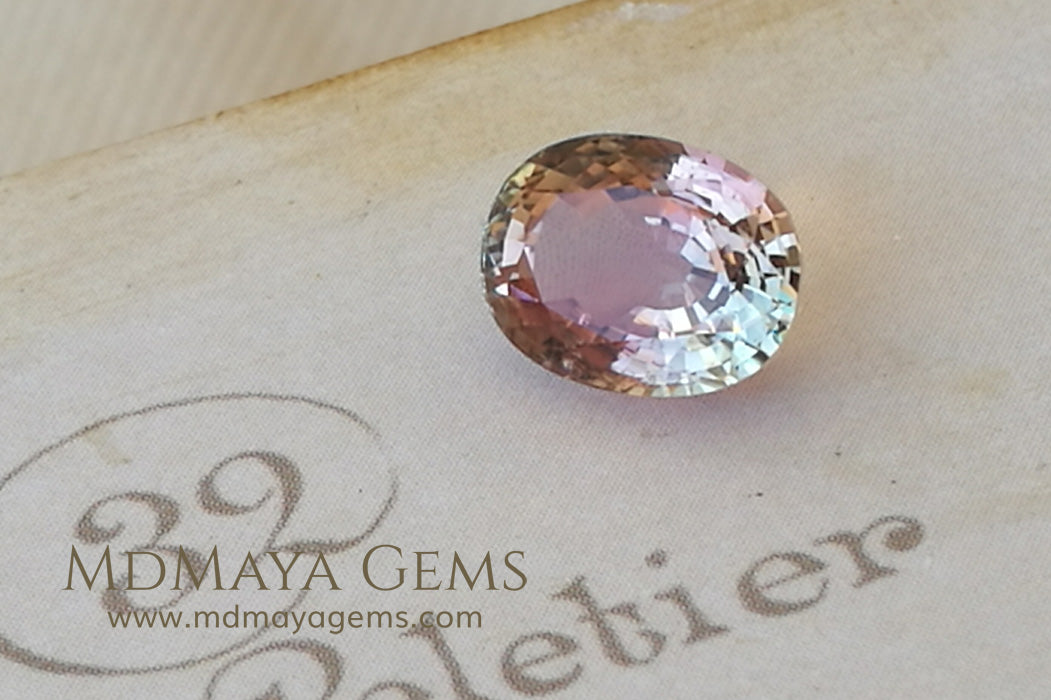 Natural Bi Color African Tourmaline Oval Cut 2.82 ct 
