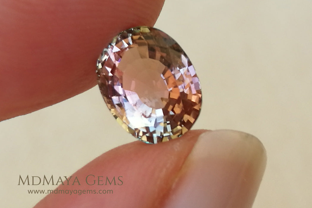 Natural Bi Color African Tourmaline Oval Cut 2.82 ct 