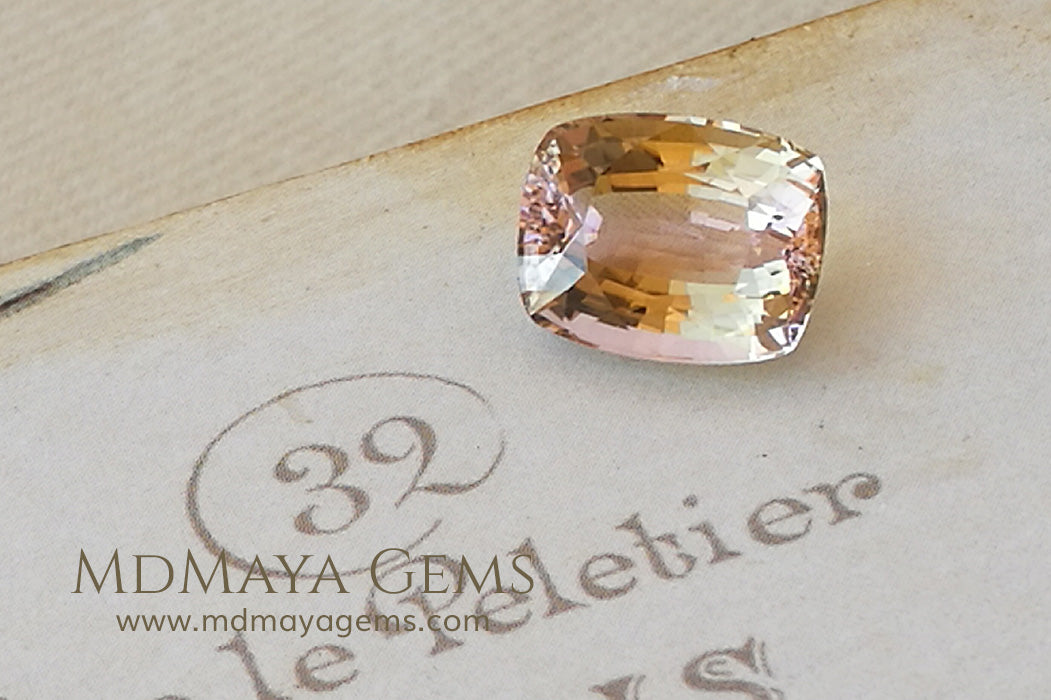 Bi Color Tourmaline from Mozambique with Golden tones and soft Pink touches