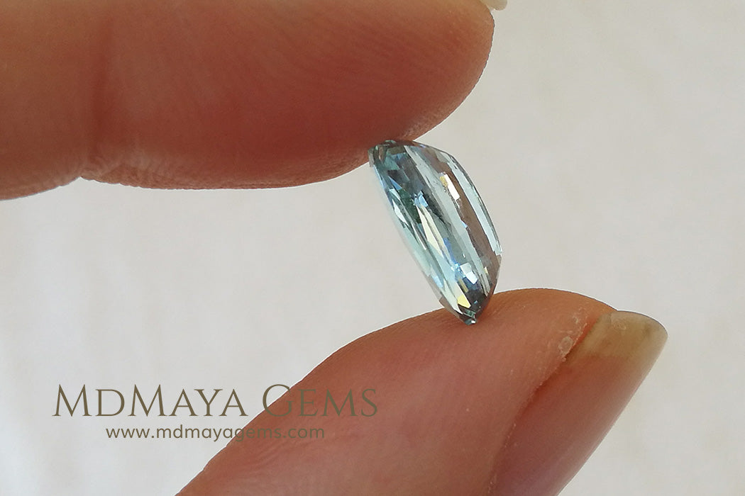 Pretty blue Aquamarine Cushion cut 3.18 ct under daylight