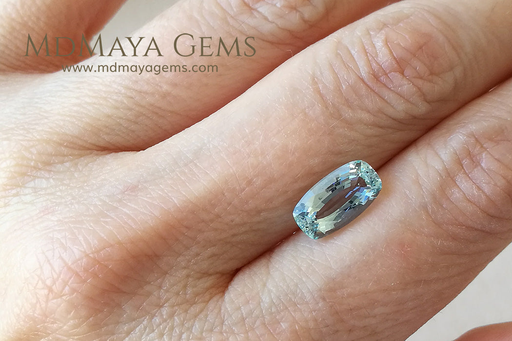 Pretty blue Aquamarine Cushion cut 3.18 ct under daylight