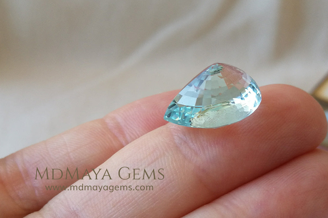 Fine Blue Aquamarine Pear cut 8.00 ct