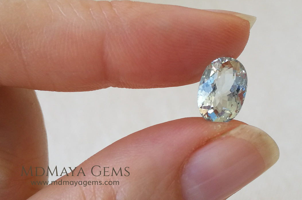 Greenish Blue Aquamarine Oval cut 2.98 ct