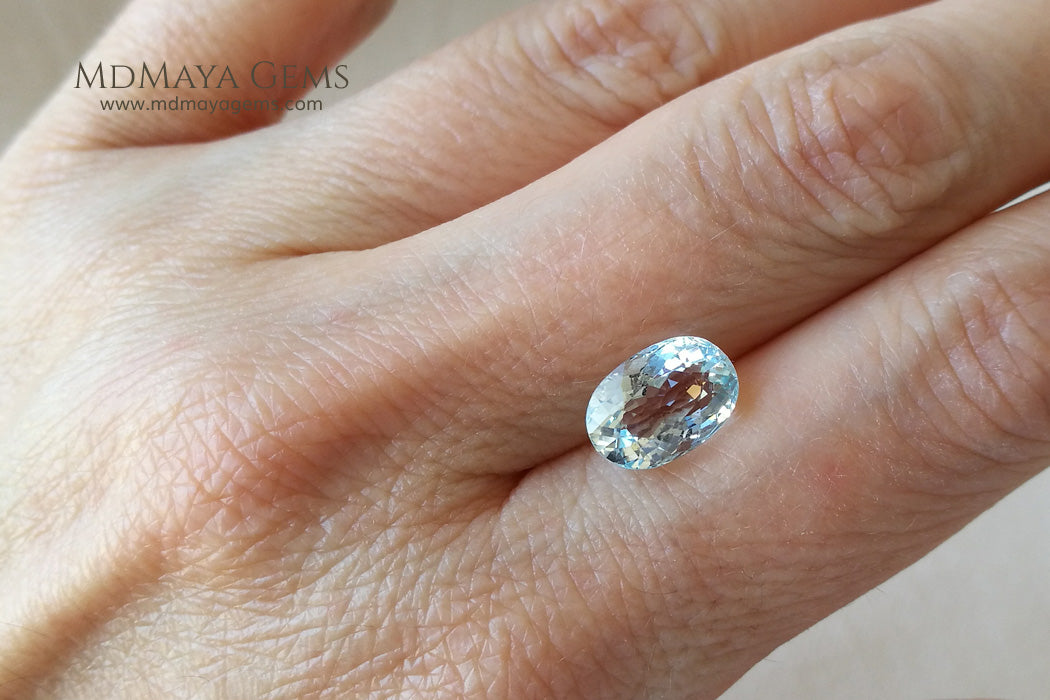 Greenish Blue Aquamarine Oval cut 2.98 ct