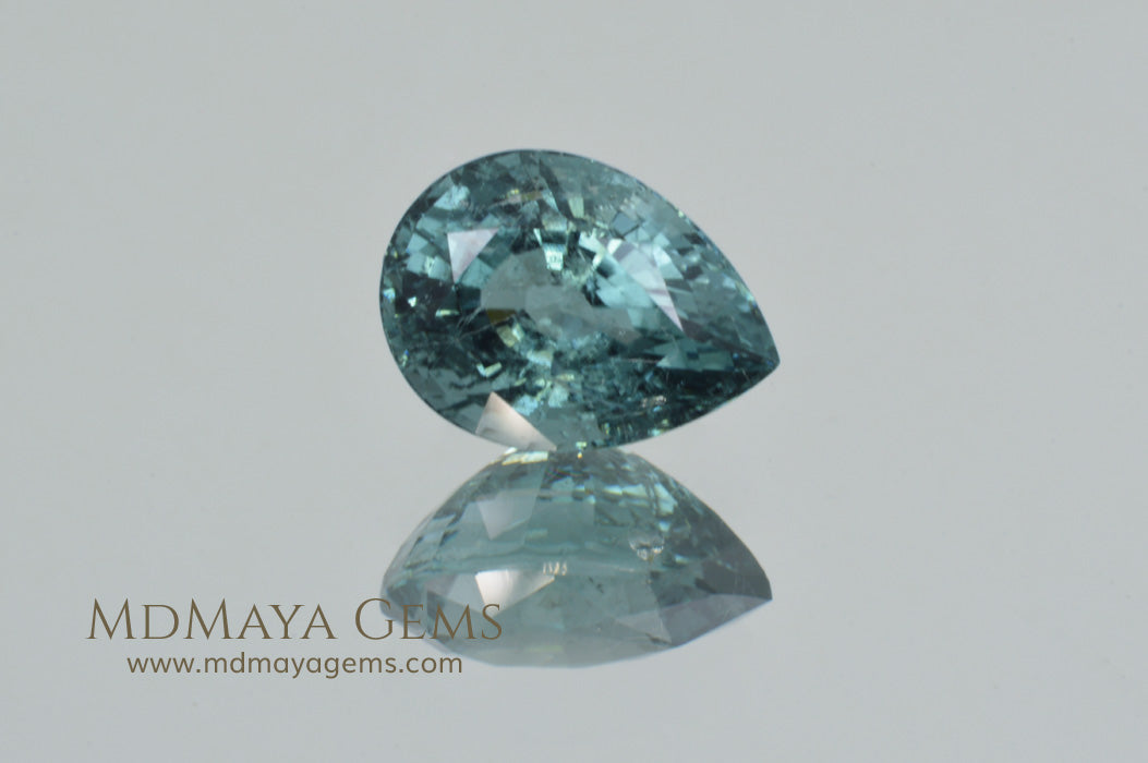 Natural Blue Green African Tourmaline (Mozambique) Pear Cut 3.45 ct
