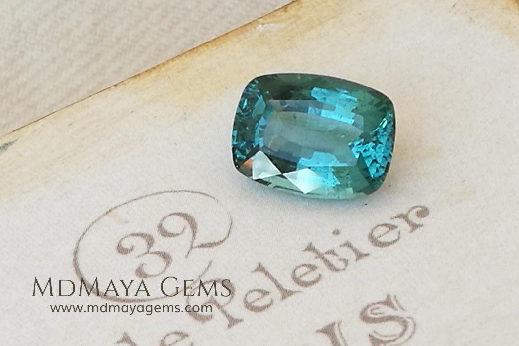 Blue Green African Tourmaline Cushion Cut 4.45 ct