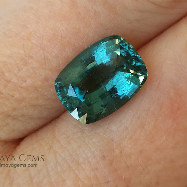 Blue Green African Tourmaline Cushion Cut 4.45 ct