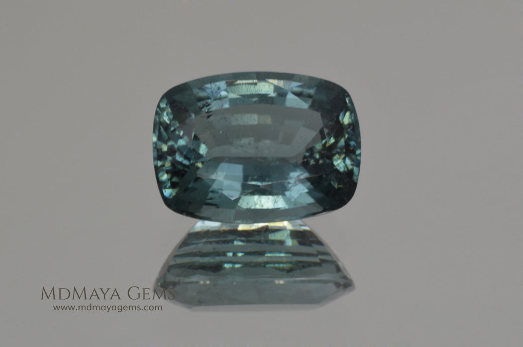 Blue Green African Tourmaline Cushion Cut 4.45 ct