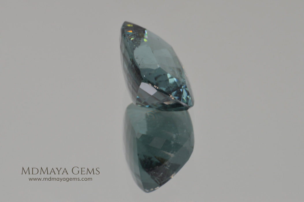 Blue Green African Tourmaline Cushion Cut 4.45 ct