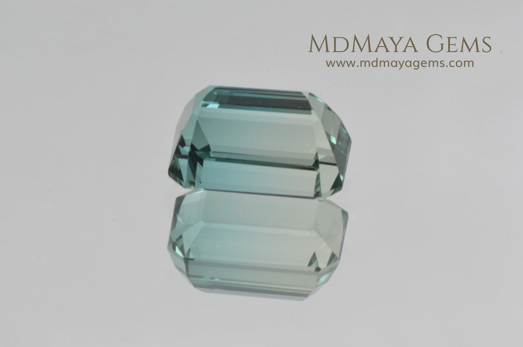 Bicolor Tourmaline, Bright Blue Green color, Emerald Cut 4.71 ct 
