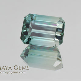 Bicolor Tourmaline, Bright Blue Green color, Emerald Cut 4.71 ct