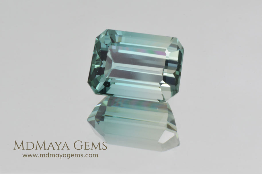 Bicolor Tourmaline, Bright Blue Green color, Emerald Cut 4.71 ct