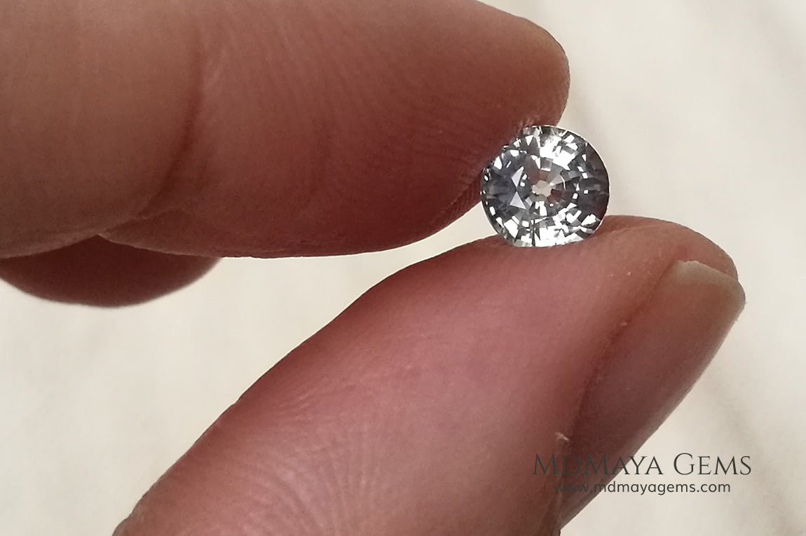 Unheated white sapphire 1.00 ct. Round cut.