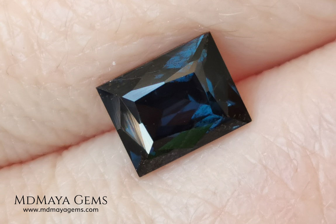  Affordable Blue Grey Spinel Gemstone. Rectangle Cut. 2.14 ct. Maximum brilliance. This gem has a beautiful behavior under any type of light, it has a dark blue color full of bright sparkles. Inclusions visible only under the lens.  Beautiful gemstone for your personalized jewelry.