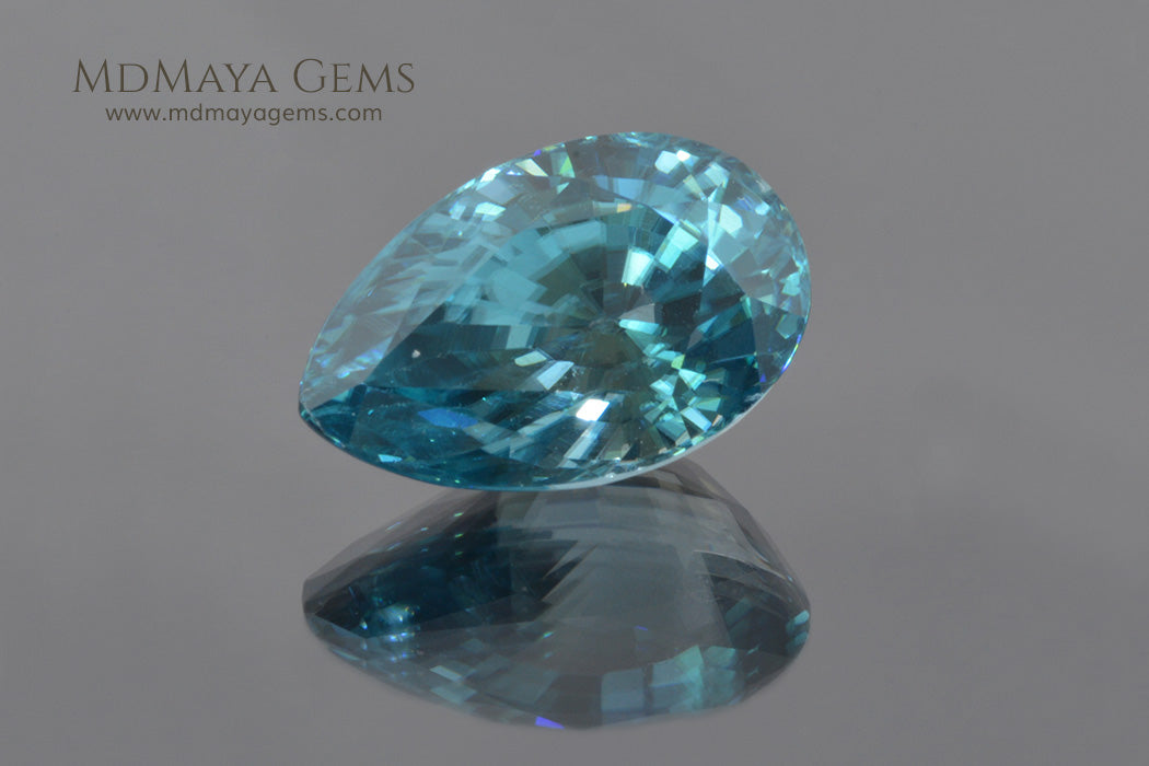 Natural Cambodian Blue Zircon Gemstone Pear Cut 5.65 ct