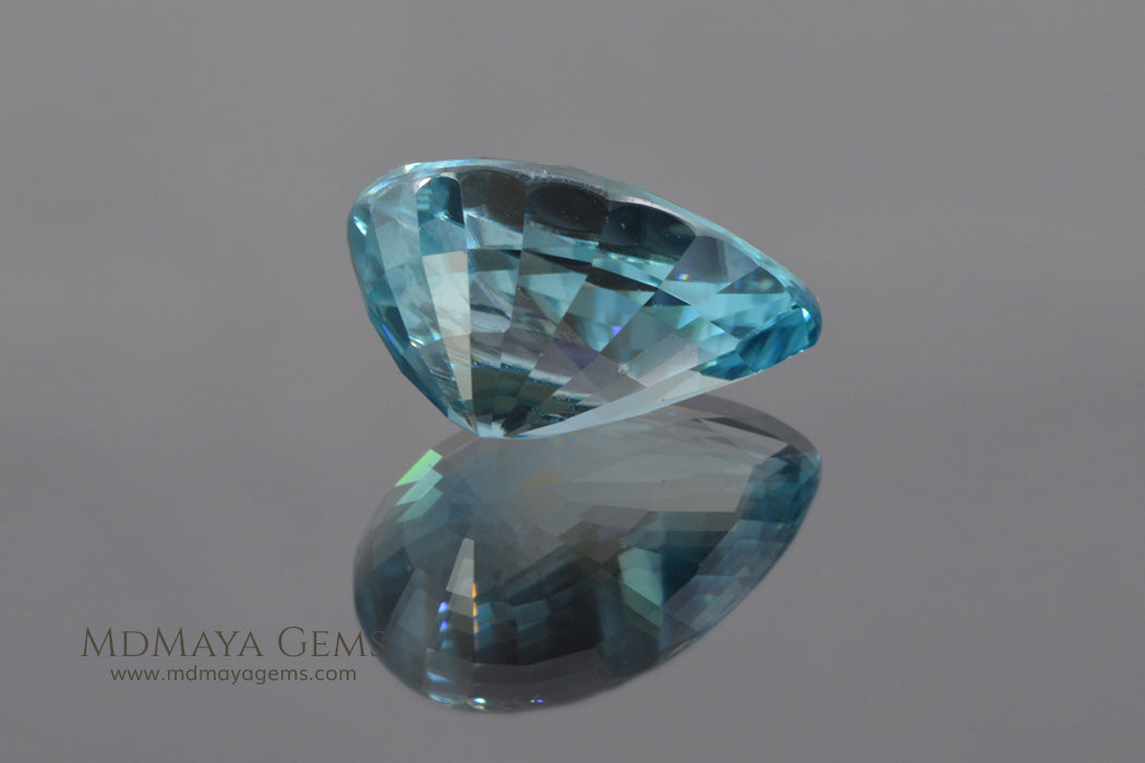 Natural Cambodian Blue Zircon Gemstone Pear Cut 5.65 ct