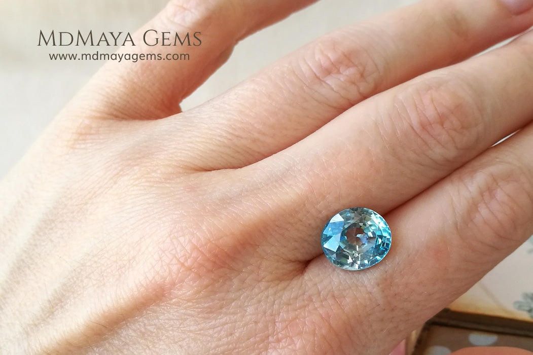 Super Rich Blue Cambodian Zircon Gemstone Oval Cut 6.59 ct