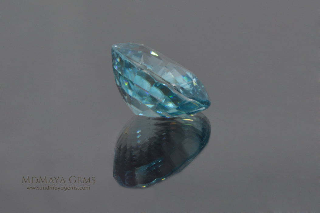 Super Rich Blue Cambodian Zircon Gemstone Oval Cut 6.59 ct