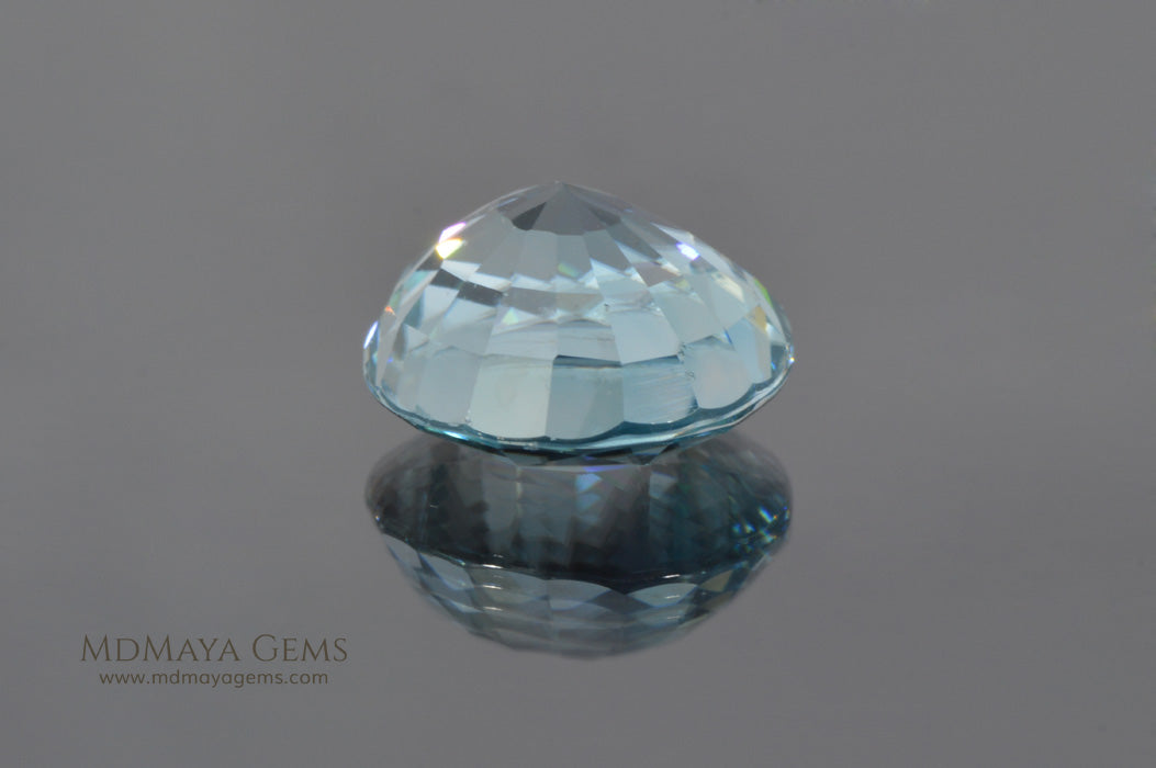 Super Rich Blue Cambodian Zircon Gemstone Oval Cut 6.59 ct