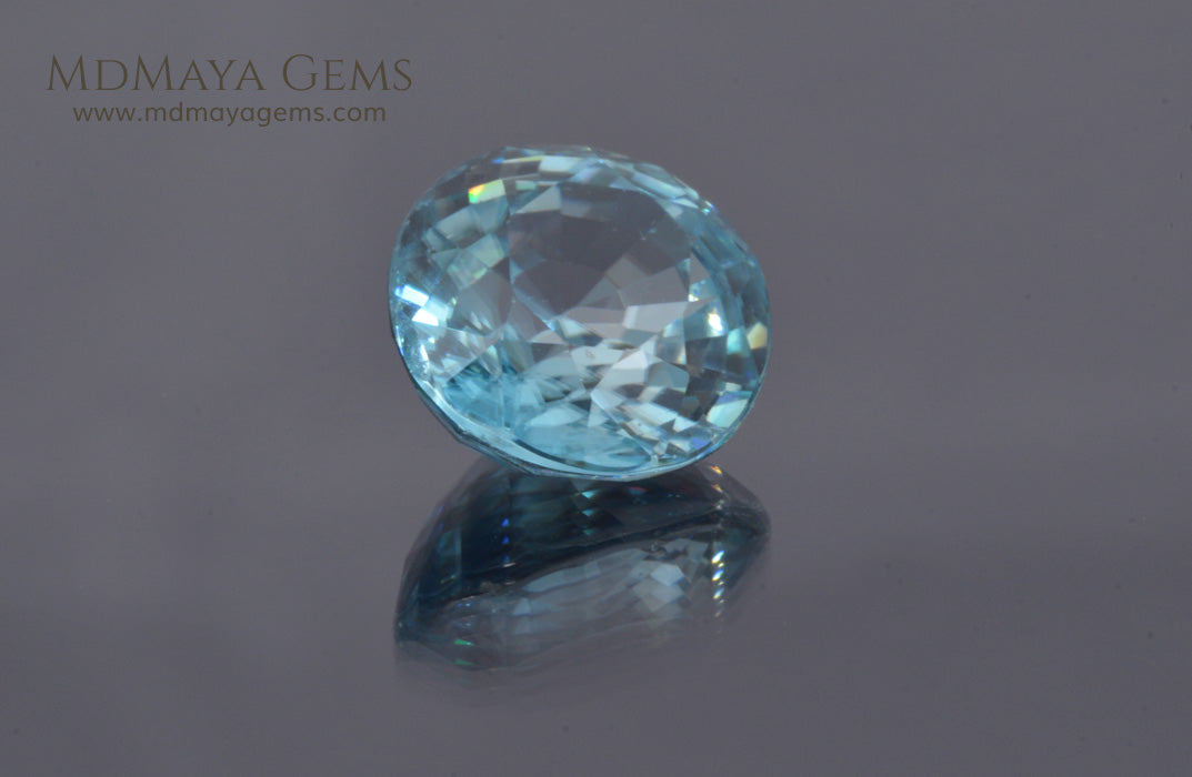 Super Rich Blue Cambodian Zircon Gemstone Oval Cut 6.59 ct