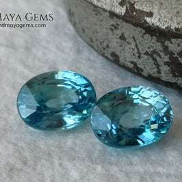 Nice Blue Zircon Pair. Oval Cut. 5.09 ct
