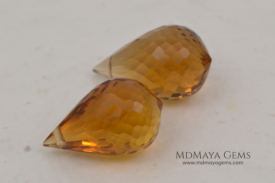 Briolette Citrine Matched Pair 15.39 ct