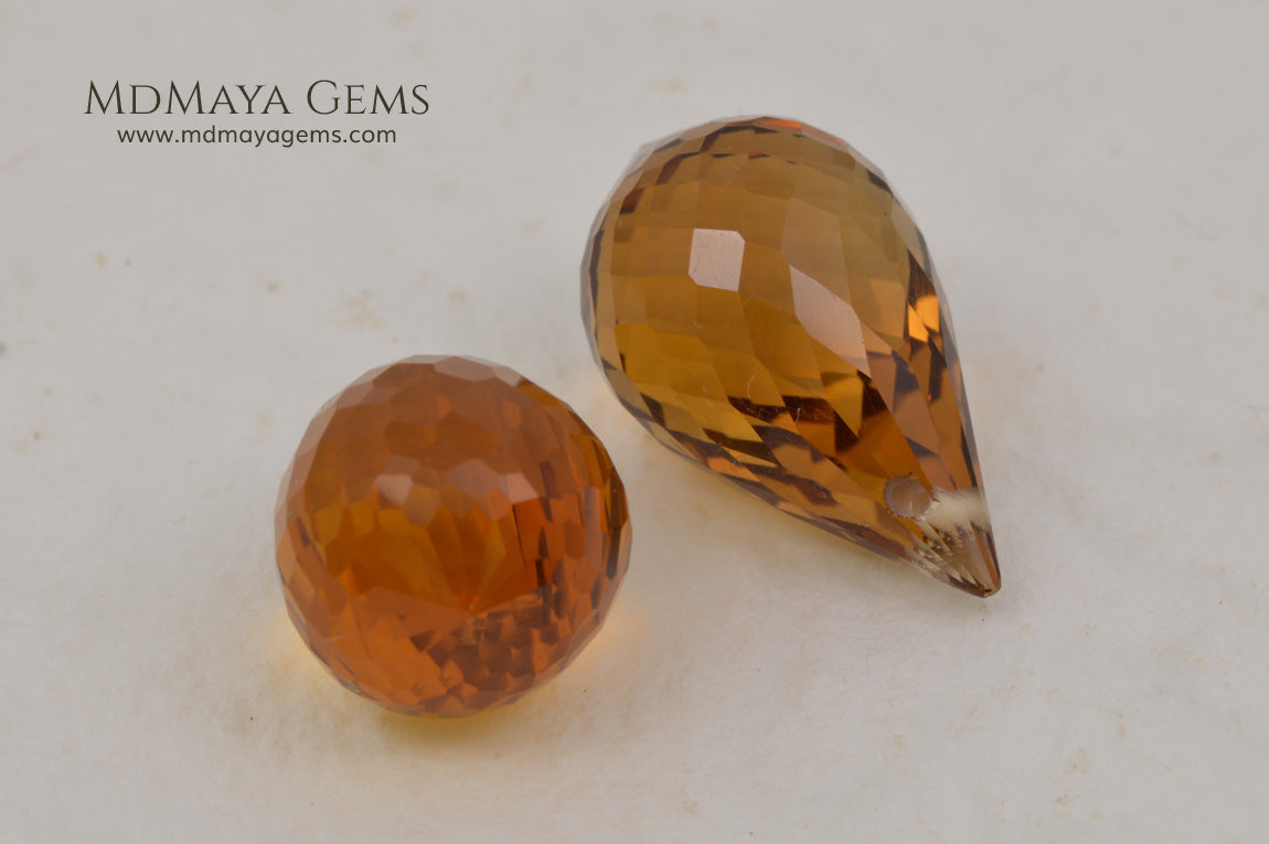 Briolette Citrine Matched Pair 15.39 ct