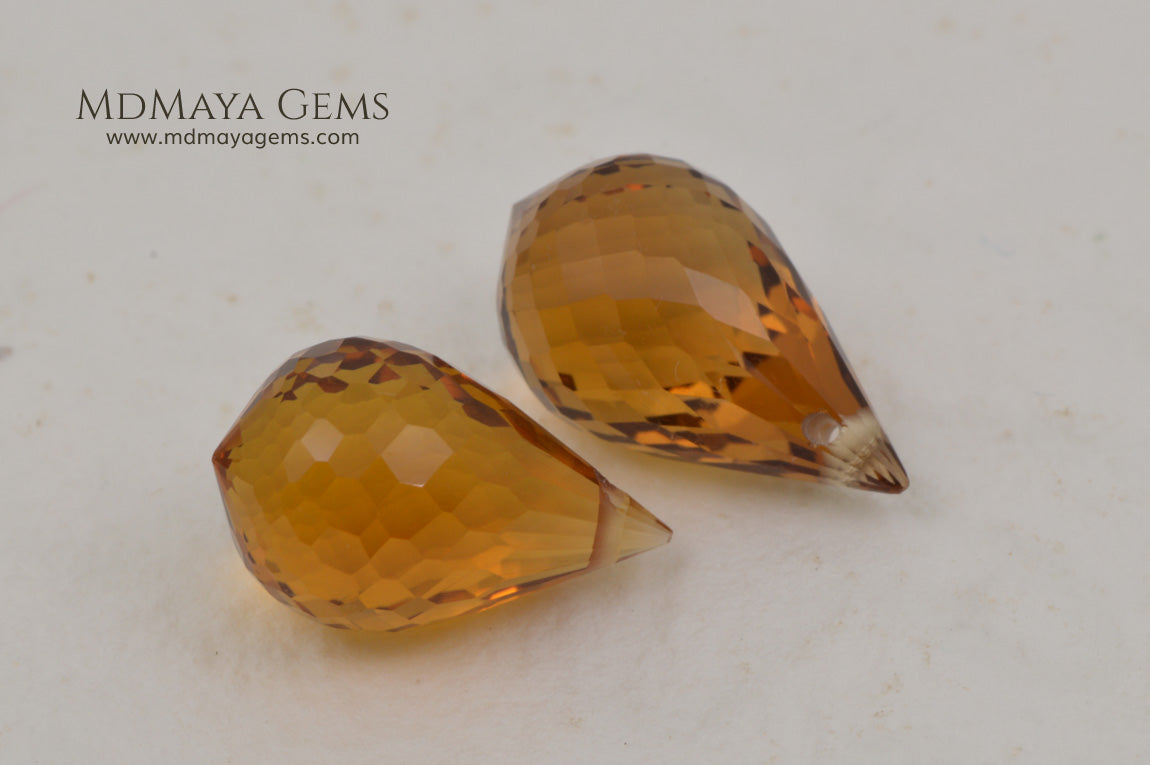 Briolette Citrine Matched Pair 15.39 ct