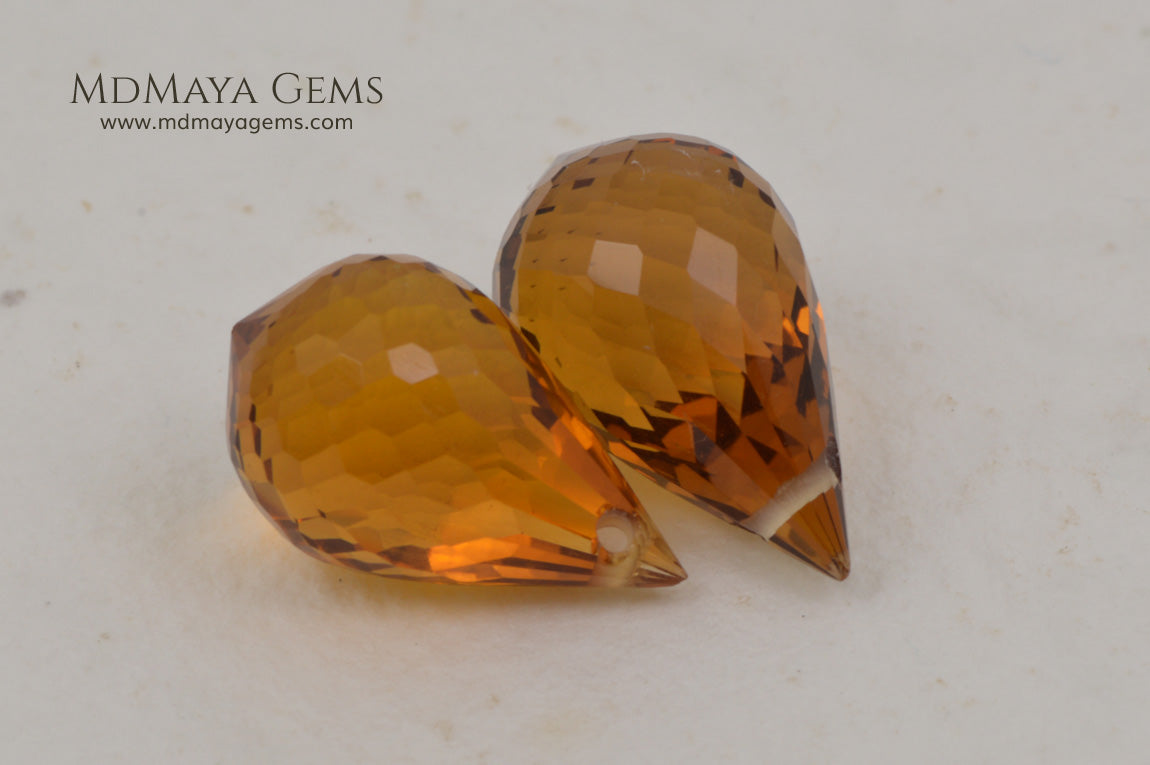Briolette Citrine Matched Pair 15.39 ct