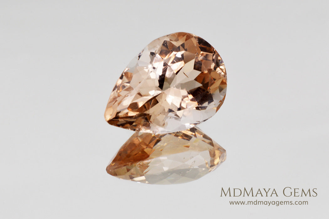 Large Peach Orange Topaz Gemstone 17.40 ct Pear Cut