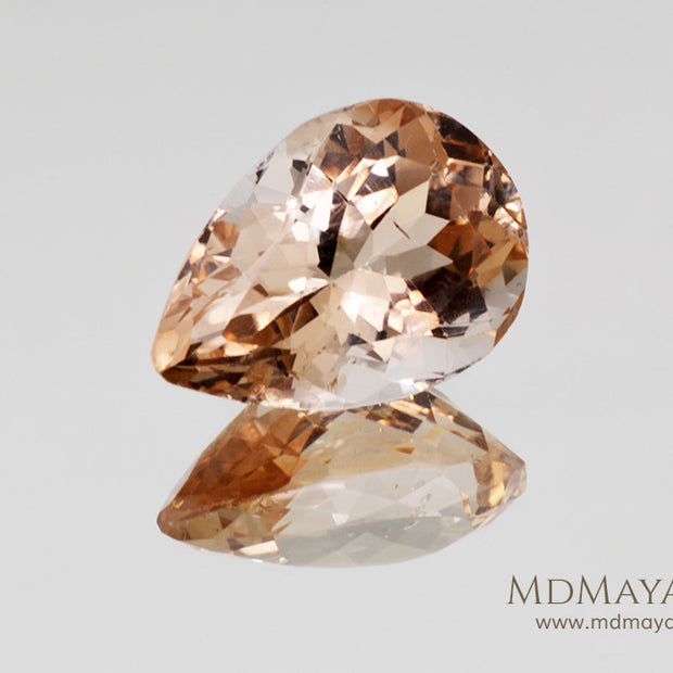 Large Peach Orange Topaz Gemstone 17.40 ct Pear Cut