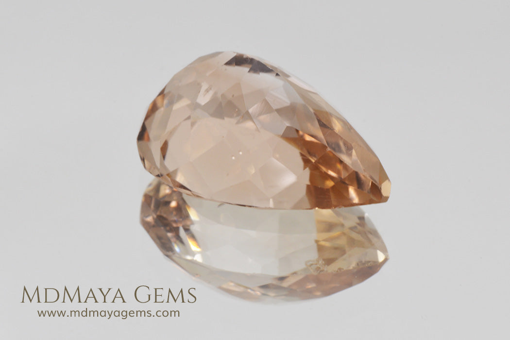 Large Peach Orange Topaz Gemstone 17.40 ct Pear Cut