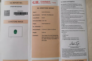 Certificate of Mint Green Paraiba Tourmaline 2 82 ct 