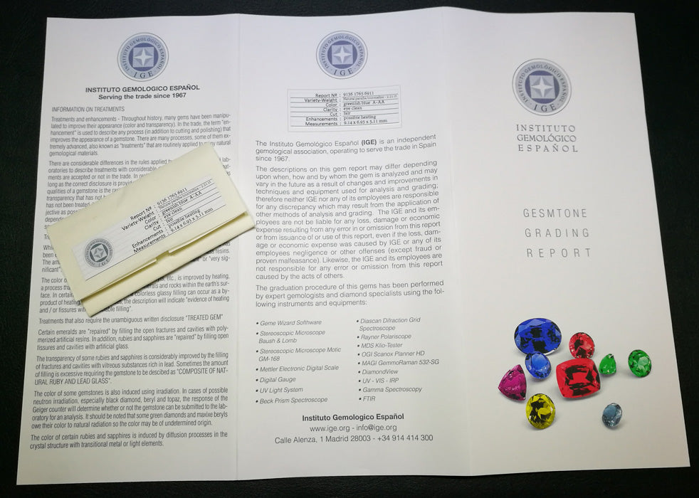 certificate of Finest Neon Greenish Blue Paraiba Pear Cut 2.21 ct