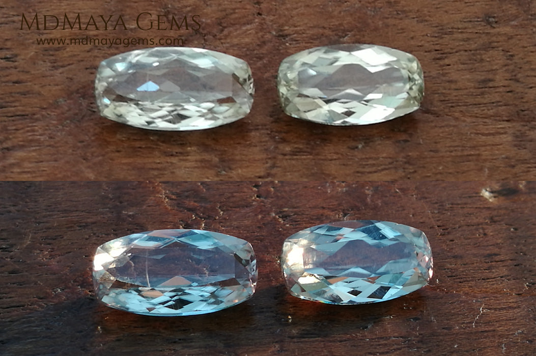 Color Change Diaspore Gemstone 3.15 ct pair under different lighting conditions