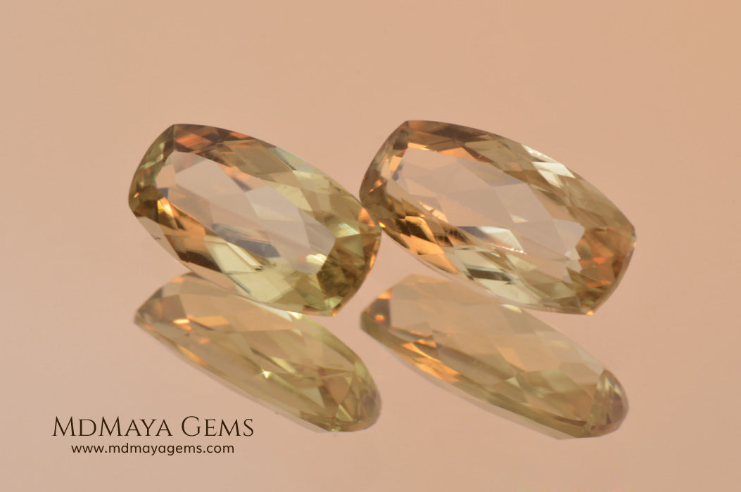 Color Change Diaspore Gemstone 3.15 ct pair under different lighting conditions