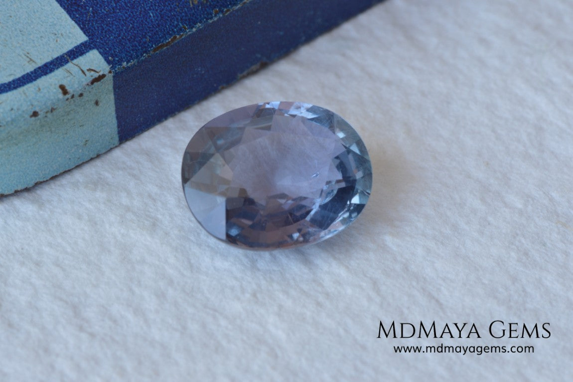 Unheated Color Change Sapphire 4.03 ct. Oval Cut. This untreated gemstone is violetish blue in daylight and purple in incandescent light. A large gem at an affordable price. The gem has a nick on the girdle (not visible with the nacked eye), it will look perfect mounted in any piece of jewelry. Don't miss it! 