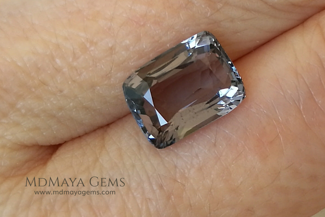 Silver Grey Mogok Spinel Gemstone Cushion Cut 4.30 ct