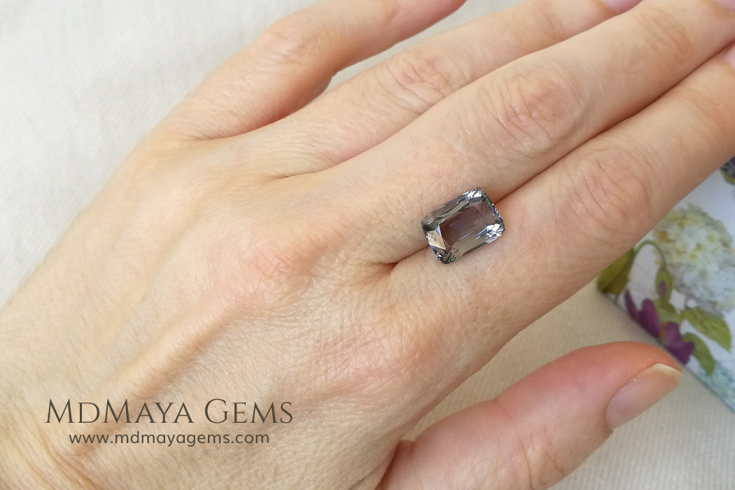Silver Grey Mogok Spinel Gemstone Cushion Cut 4.30 ct