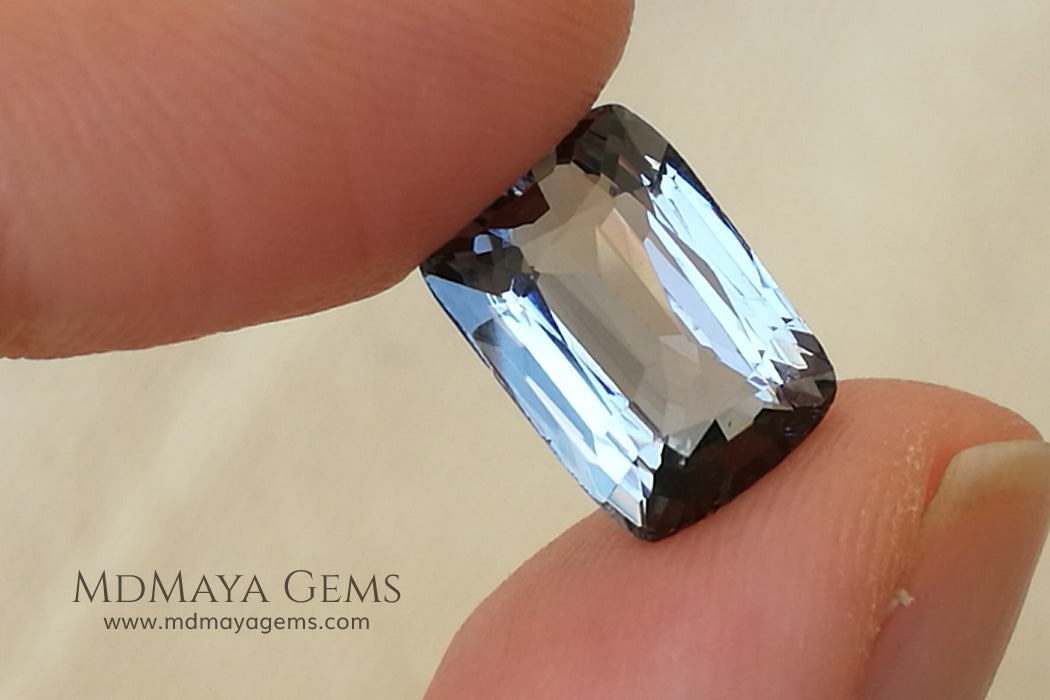 Silver Grey Mogok Spinel Gemstone Cushion Cut 4.30 ct